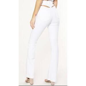 Revice Avalon Flare Jeans White Cutout Retro High Rise Stretch Denim 31